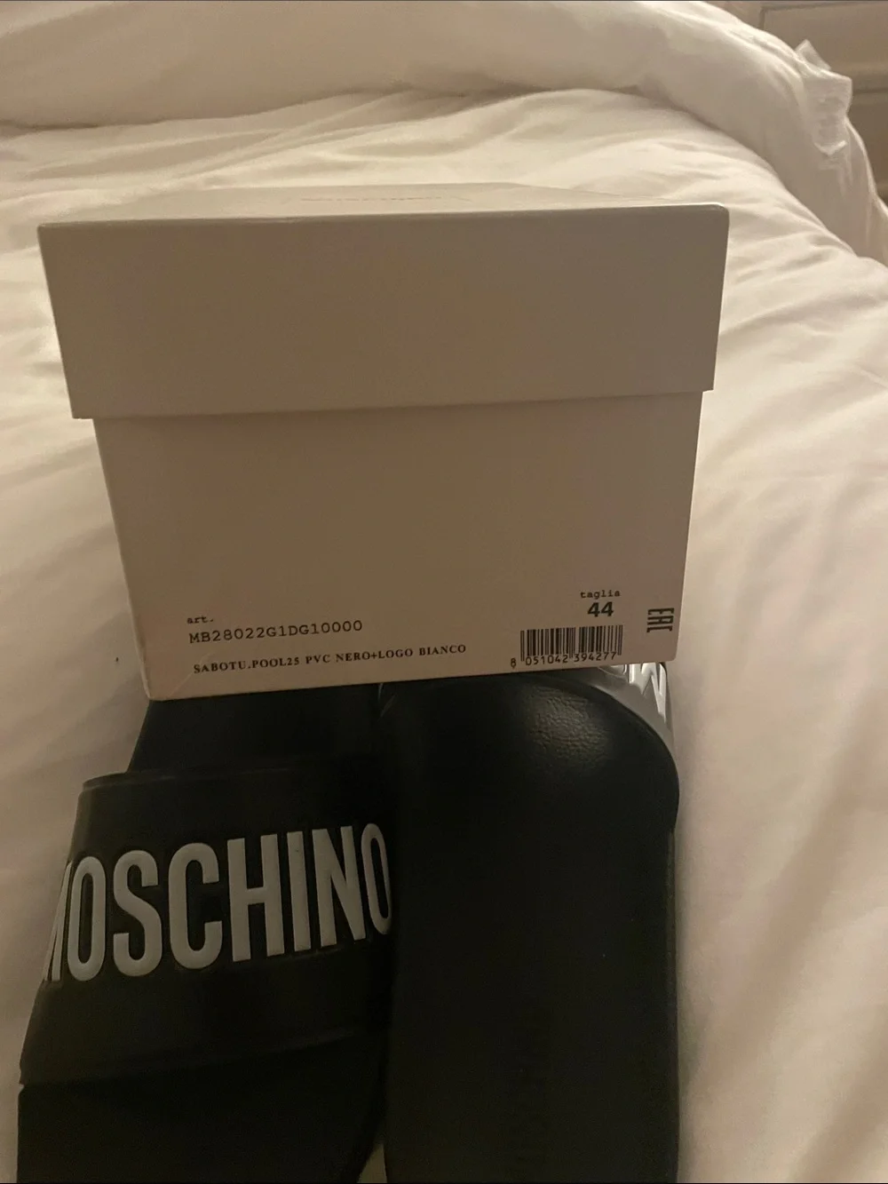 Moschino Black Slides with White Logo